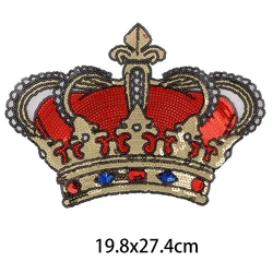 Big Crown Patch Iron Patches For Clothing Sequins Patches Embroidered Badge Cartoon Clothes Wedding Stickers Stripe Jacket Decor