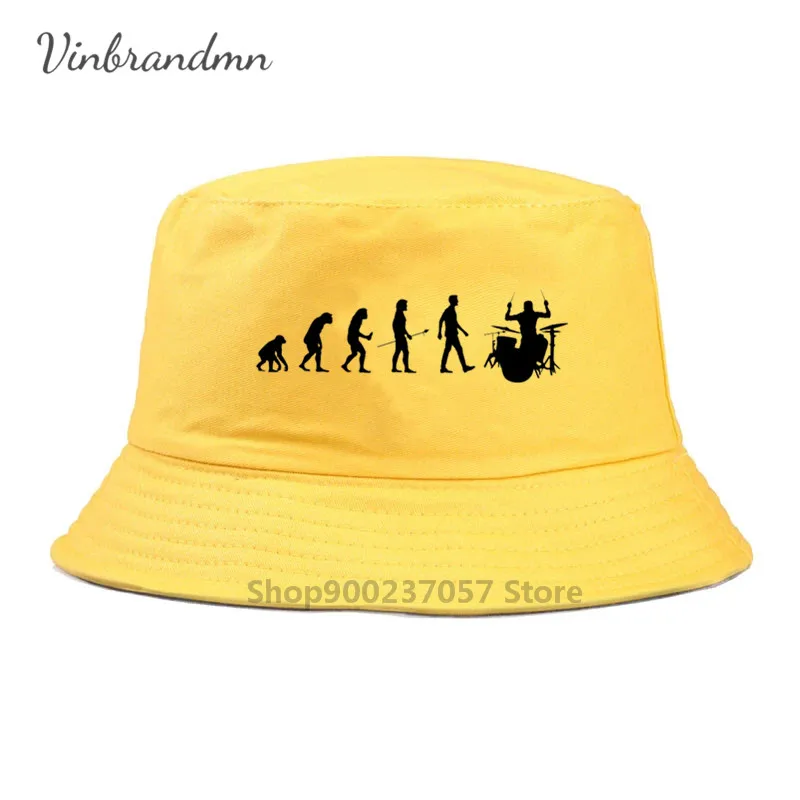 New Summer Bodybuilding Fitness Mens Drummer Evolution Panama Bucket Hat Funny Music humor Drums Fisherman Hat