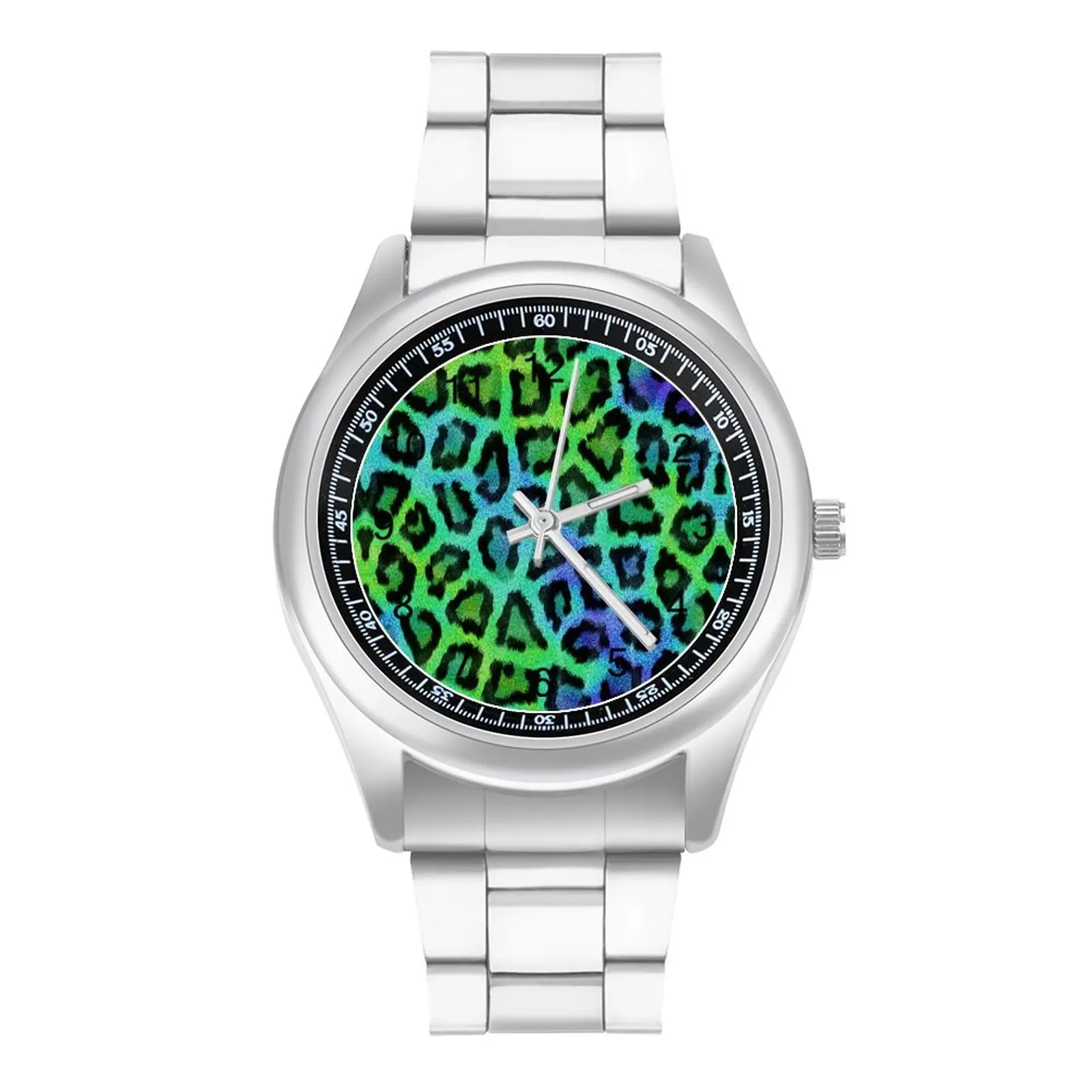 Blue Green Leopard Animal Quartz Watch Print Fitness Exclusive Wrist Watch Steel Photo High Quality Boy Wristwatch