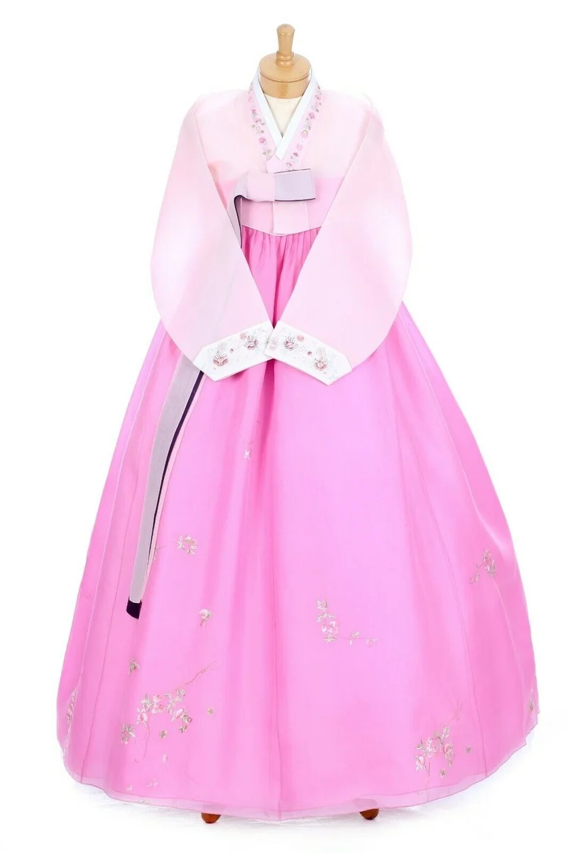 

Традиционный набор Hanbok из 2 предметов, женский розовый и розовый Hanbok