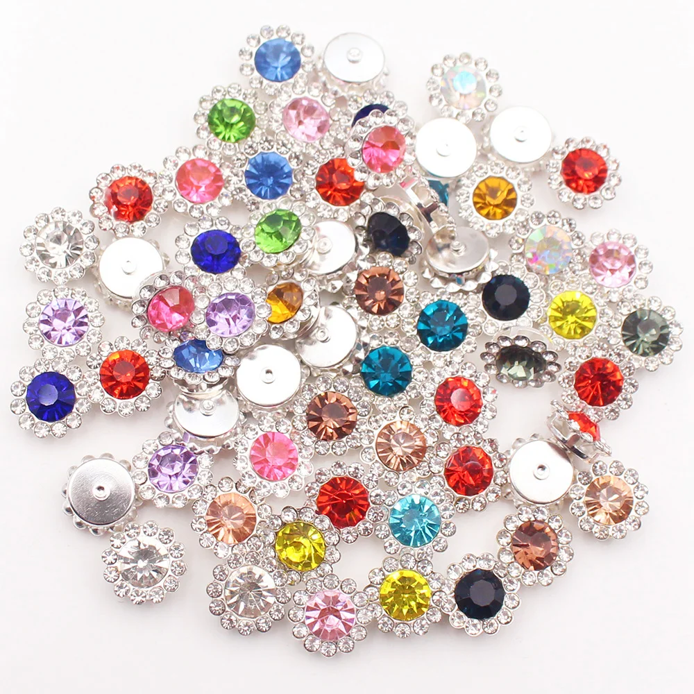 8-12mm Sun Flower Claw Rhinestones with Silver Bottom Strass Crystal Sewing on Rhinestones Crystals Stones for DIY Wedding Dress