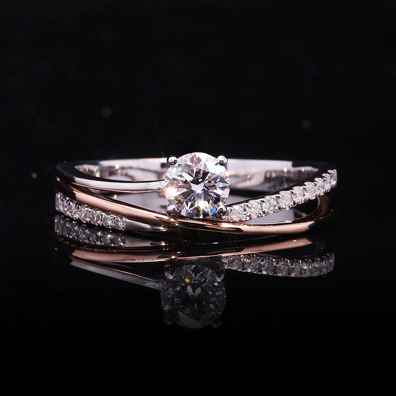 0.3ct Round Cut Natural Diamond Wedding Band Matching Band Real 14k White Gold Rose Gold Fine Ring for Women