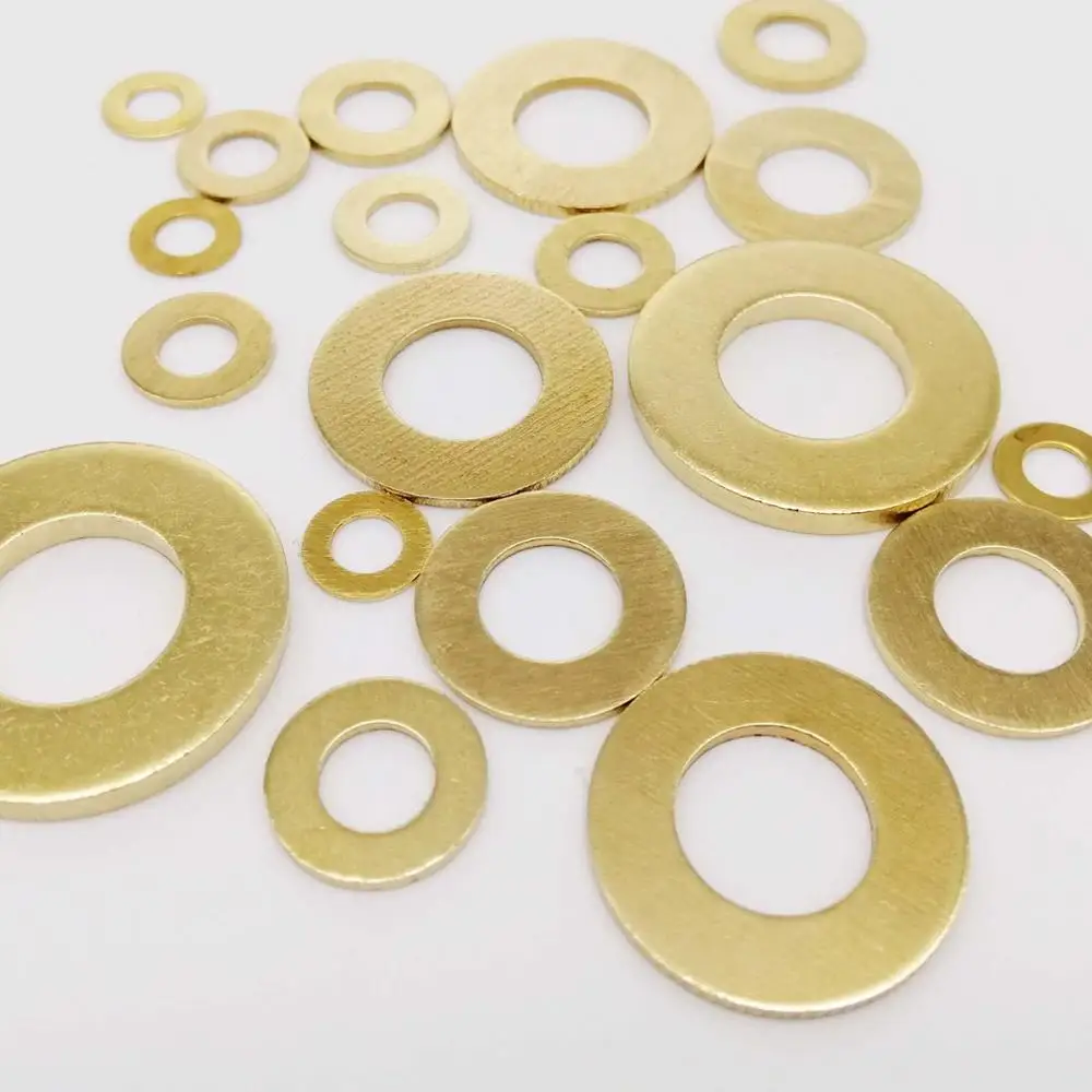 20/100pcs GB97 DIN125 Solid Brass Copper Flat Washer Plain Gasket Pad Meson for M2 M2.5 M3 M4 M5 M6 M8 M10 M12 Screw Bolt