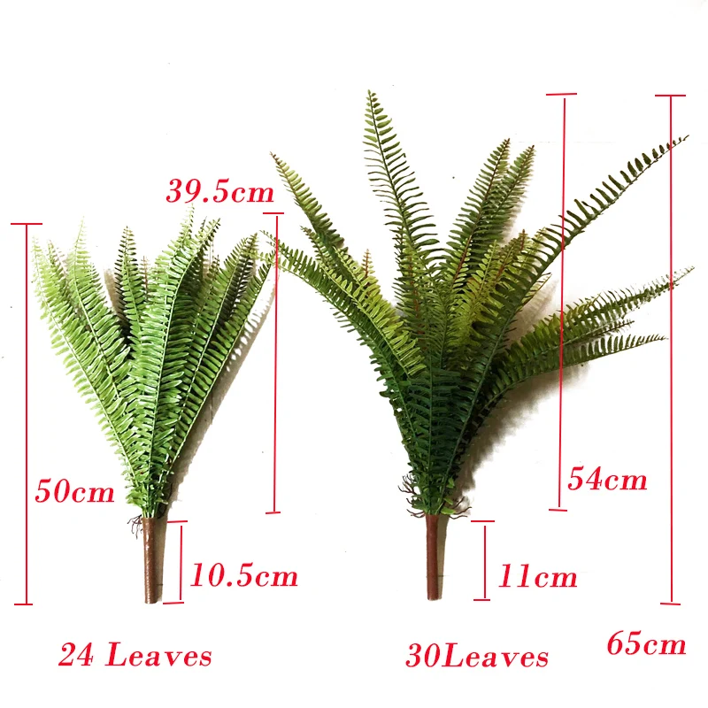 65cm 30 folhas grande palmeira artificial tropical cycas plantas de plástico folhas persas plantas de suspensão de parede para decoração de escritório em casa