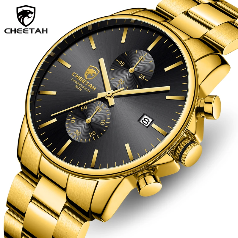 

CHEETAH Men Quartz Watch Top Brand Fashion Luxury Business Wristwatch Men's Stainless Steel Waterproof Watches Relogio Masculino