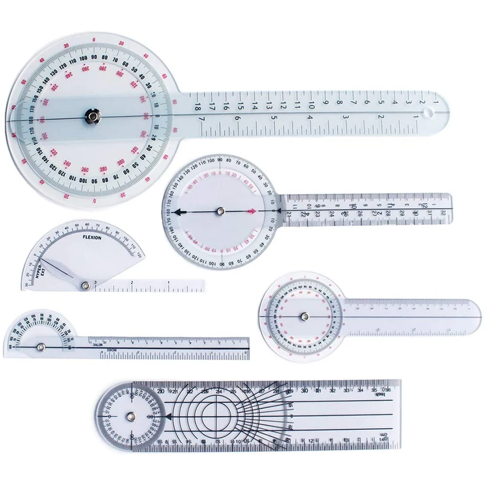 6 Pcs Medical Ruler Spinal Finger Goniometer Protractor Ruler Protractors Multi-Ruler 180/360 Degree Measuring Tool