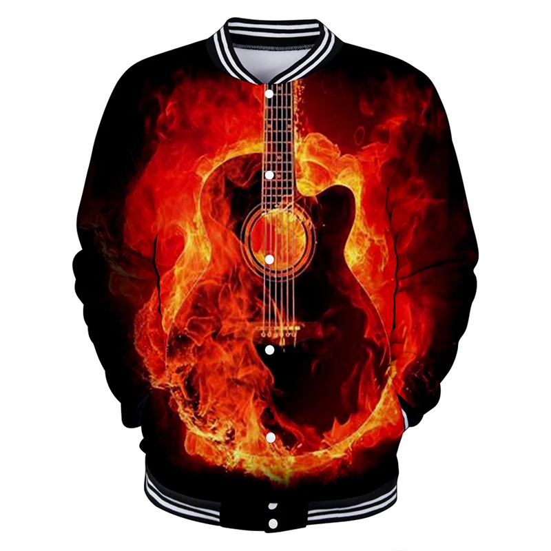 Veste de Baseball 3d, manteau, musique, guitare électrique, Costume hommes femmes, sweat à capuche, Hip Hop, manches longues, vestes, Tops