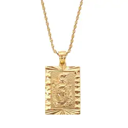 Auspicious Dragon Pendant Necklace Gold Color Mascot Ornaments Lucky Jewelry Gifts