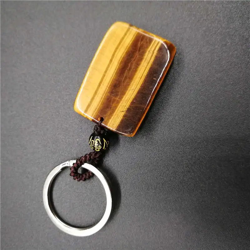 Natural tiger eye pseudocrocidolite tiger KeyChain Men crystal KeyChain lucky accessories transhipped KeyChain 2
