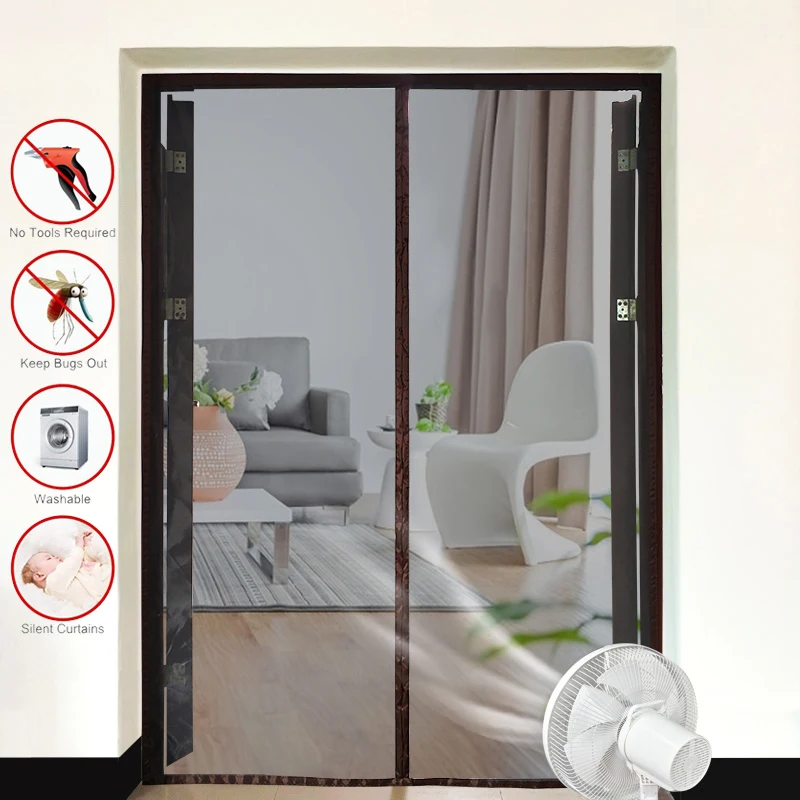 2021 New Magnetic Screen Door Curtain Anti-Mosquito Net Fly Insect Screen Mesh Automatic Closing Custom Size Easy Installation