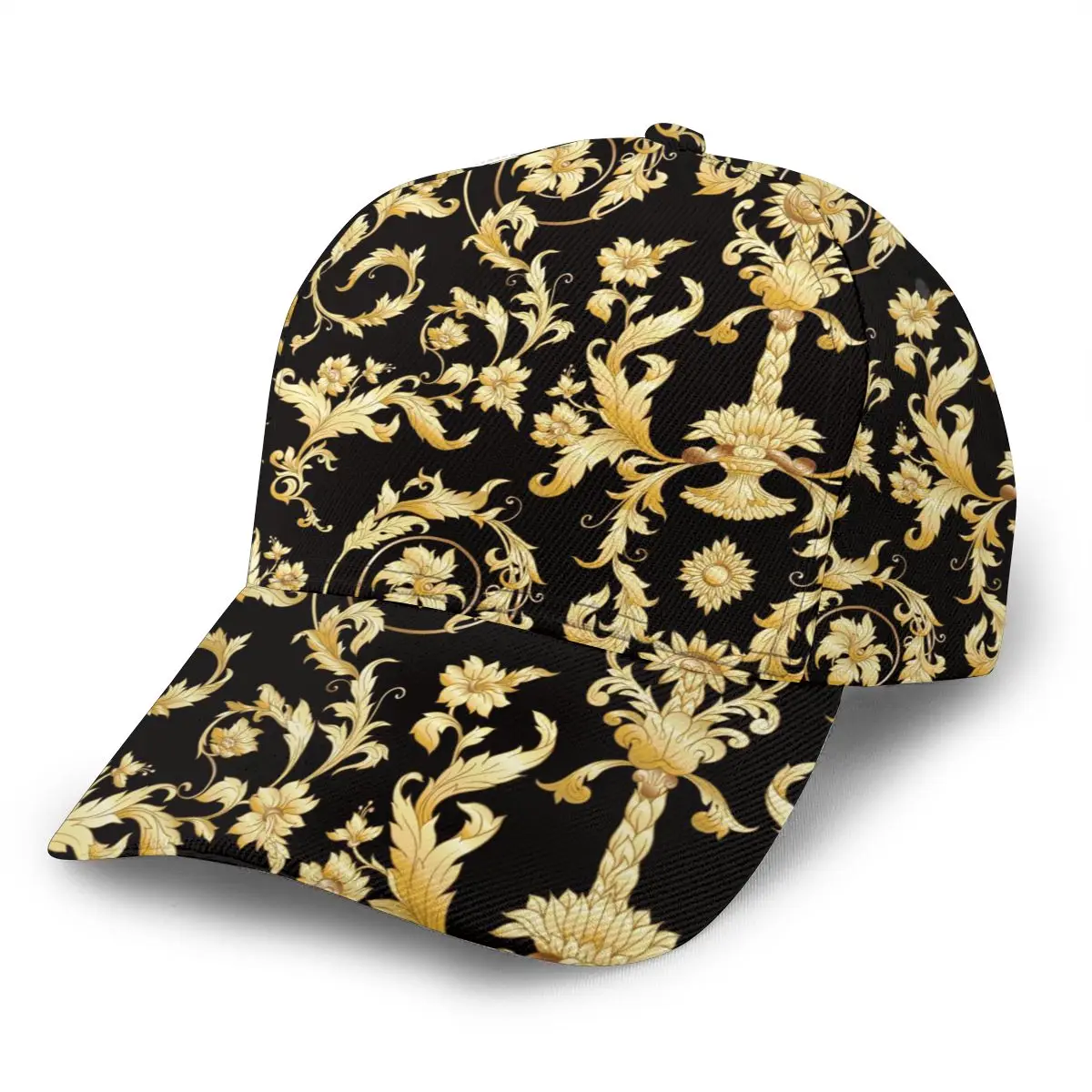 

NOISYDESIGNS New Men Cool Caps Golden Flowers Floral Printed Cap Hats Hot Black Sports Baseball Snapback Hats for Women Mujer