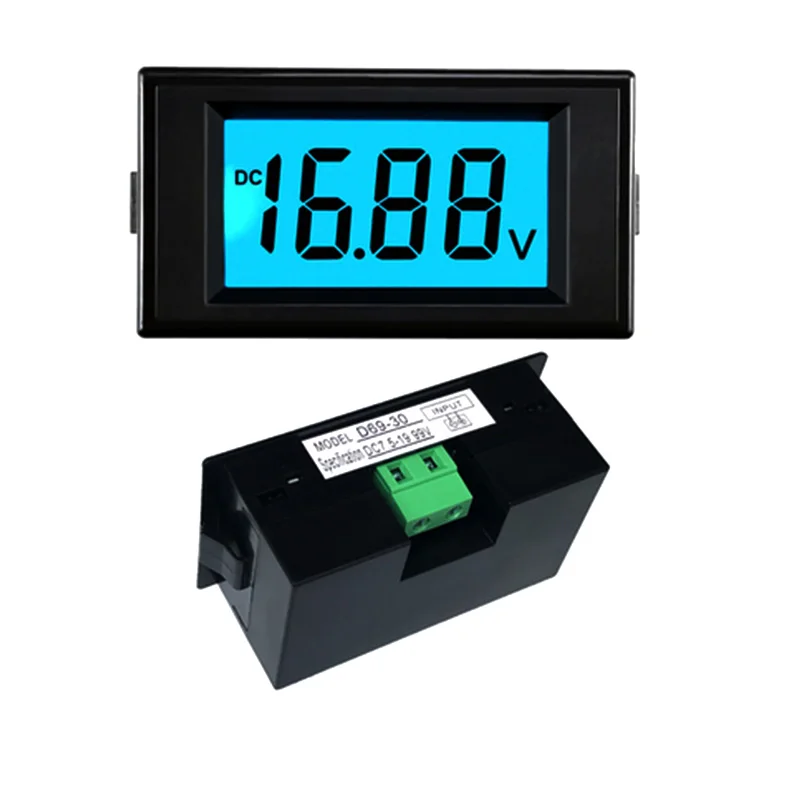 High precision DC digital display voltmeter digital meter LCD two-wire anti-reverse D69-30 For electric vehicles