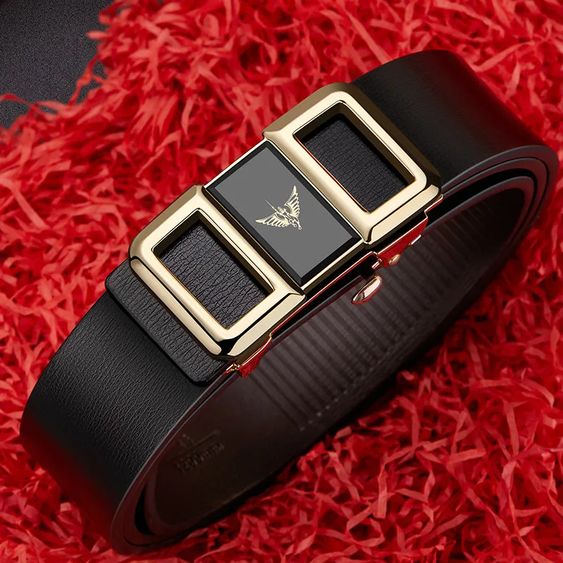 International brand belt men's leather automatic buckle fashion business belt young and middle-aged simple versatile pants belt