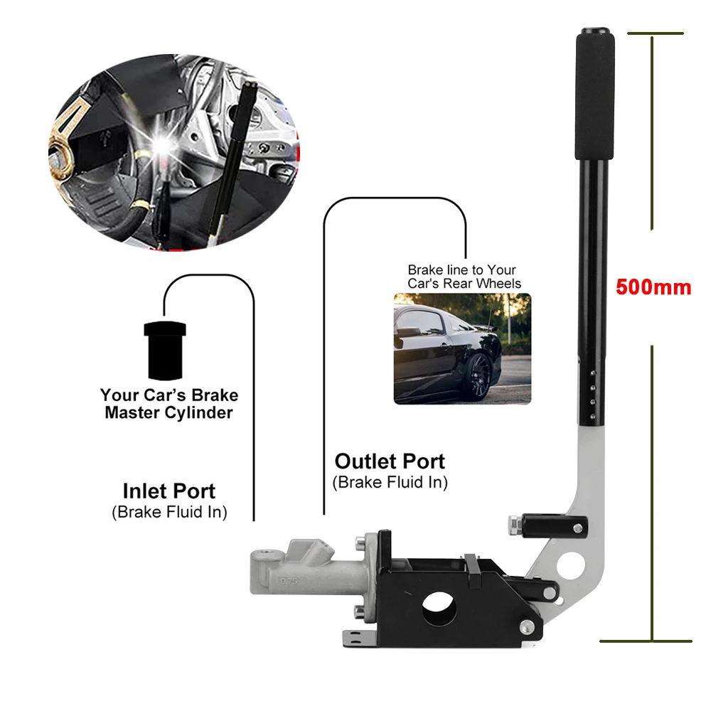 500mm Length Hand Brake Aluminum Hydraulic Drift E Brake Racing Parking Handbrake Lever Gear Universal