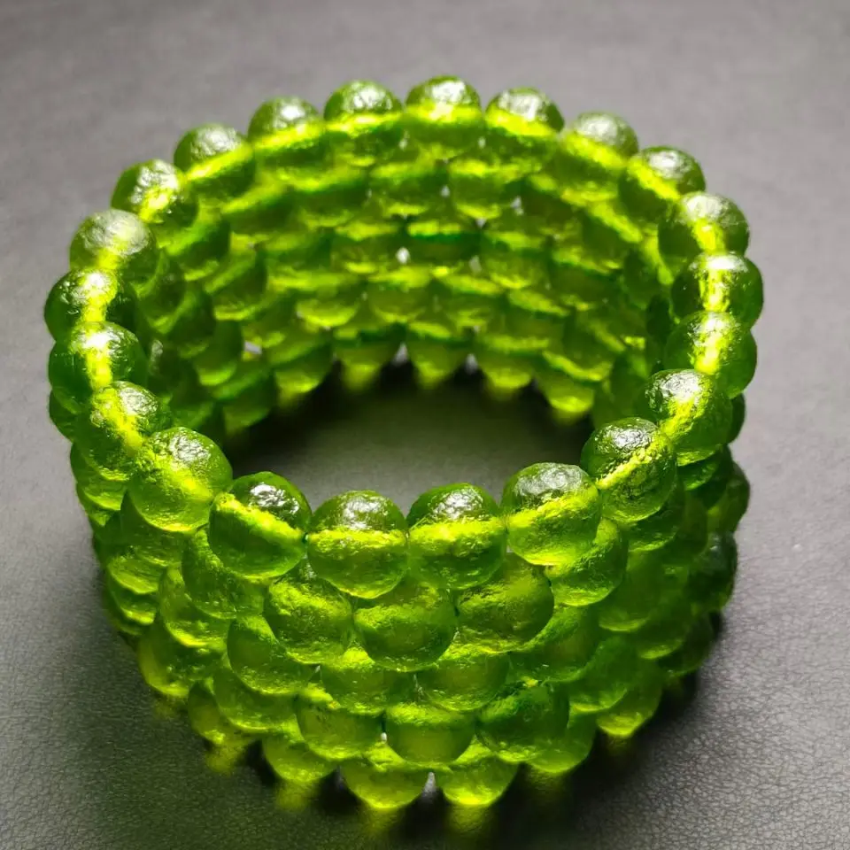 1PCS 9mm+ Moldavite Czech meteorite impact glass bracelet Natural Unprocessed stone crystal energy stone