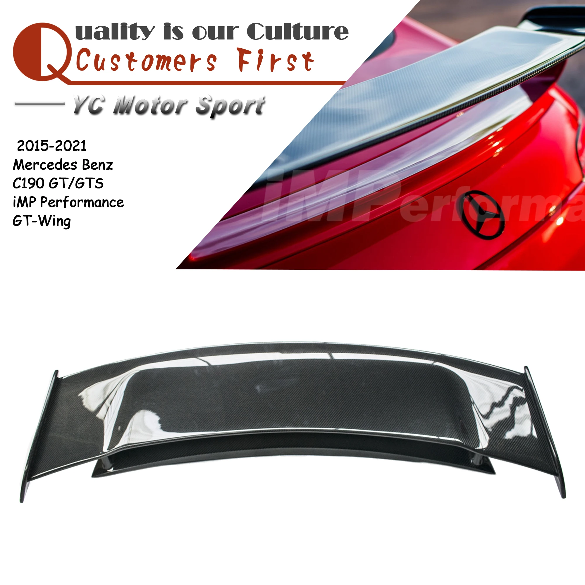 Car Accessories Carbon Fiber iMP Performance Style Rear Spoiler Fit For 2015-2021 MB C190 GT GTS Trunk GT Wing