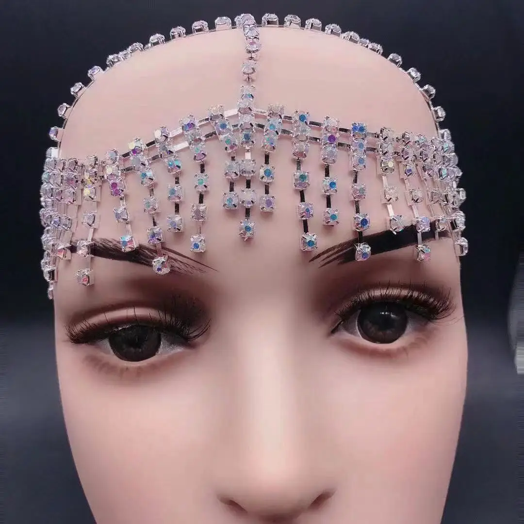 Fashion luxury shining Rhinestone hollow mesh headdress Hat Women's hair ornament BLING crystal headdress headdress jewelry gift
