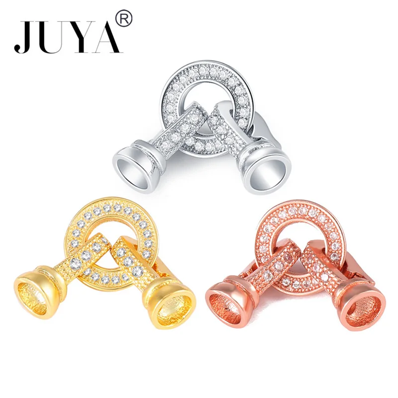 

JUYA 5 Pcs\lot DIY Fastener Clasps For Jewelry Making Cubic Zirconia Spiral Clasp Hooks Connectors Handmade Jewelry Accessories