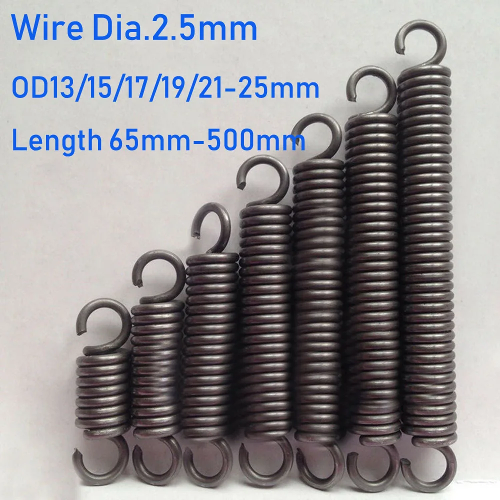 1szt Średnica drutu 2,5mm Sprężyna rozciągająca Sprężyny rozciągające Długość 65/75/85/95-500mm Średnica zewnętrzna 13/15/17/19/ 21/23/25mm
