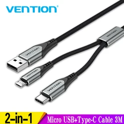 2 In 1 Drag Micro Usb Kabel Nylon Fast Charger Usb Type C Datakabel Voor Samsung Xiaomi Android Micro Usb mobiele Telefoon Kabel
