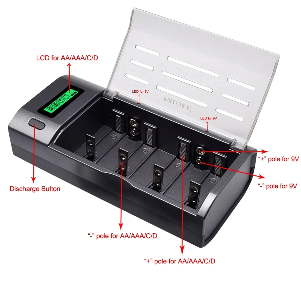 Akumulator PALO C 4000mAh akumulatory LR14 1.2V NI-MH i inteligentne szybkie ładowanie ładowarka LCD do baterii AA AAA C D 9V