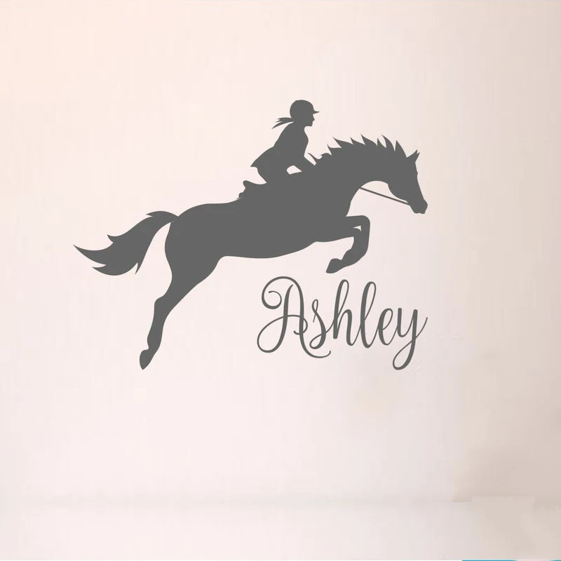 Personalized Name with Cowgirl Riding Horse wall decal, girl's bedroom, personalized name wall decal, bedroom wall decal 2345