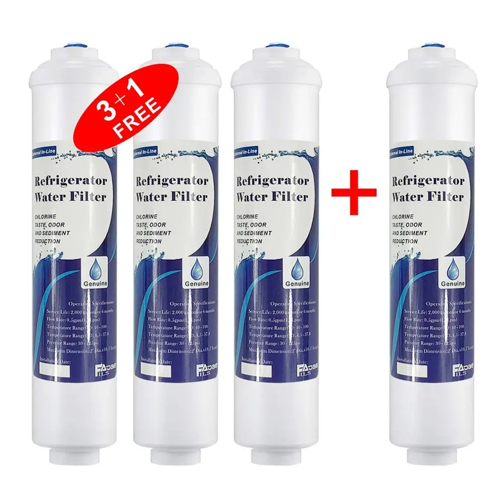 Exterior Refrigerator Inline Water Filter Replacement Compatible with Samsung DA29-10105J, GE GXRTDR, LG 5231JA2010B/C (3+1Free)