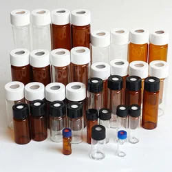 10 stücke/20 stücke 20ml zu 60ml labor glas schraube headspace injection flasche klar/braun probe fläschchen für schule experiment