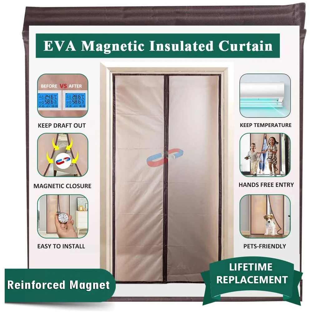 

Дверная занавеска, универсальная ветрозащитная перегородка на магните, для теплой и зимней двери, украшение для дома