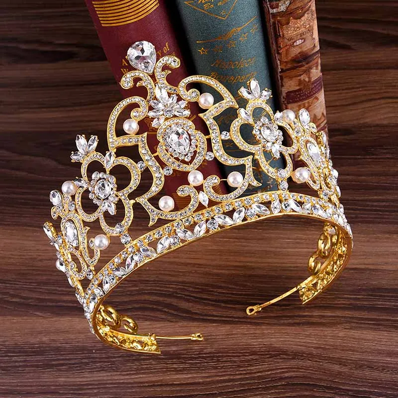 Luxury Sparkling Hollow Out  Bridal Tiaras Crown for Women Girls Wedding Hair Accessories Big Diadem Crowns BH