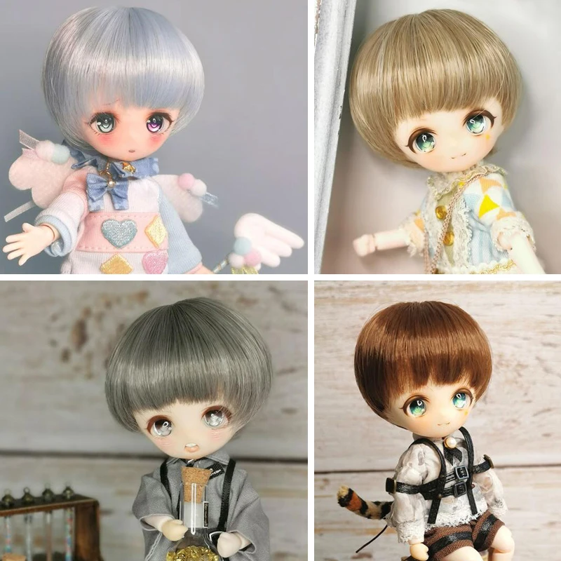 

D03-P278 children toy BJD DD SD MSD 1/8 1/12 ob11 doll's Accessoriess wig light blue pink short hair 1pcs