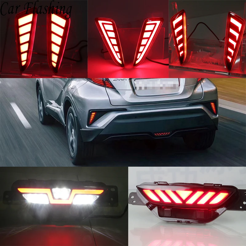Car Flashing 1 Set For Toyota C-HR CHR 2016 2017 2018 2019 LED Reflector Lamp Rear Fog Lamp Rear Bumper Brake Light