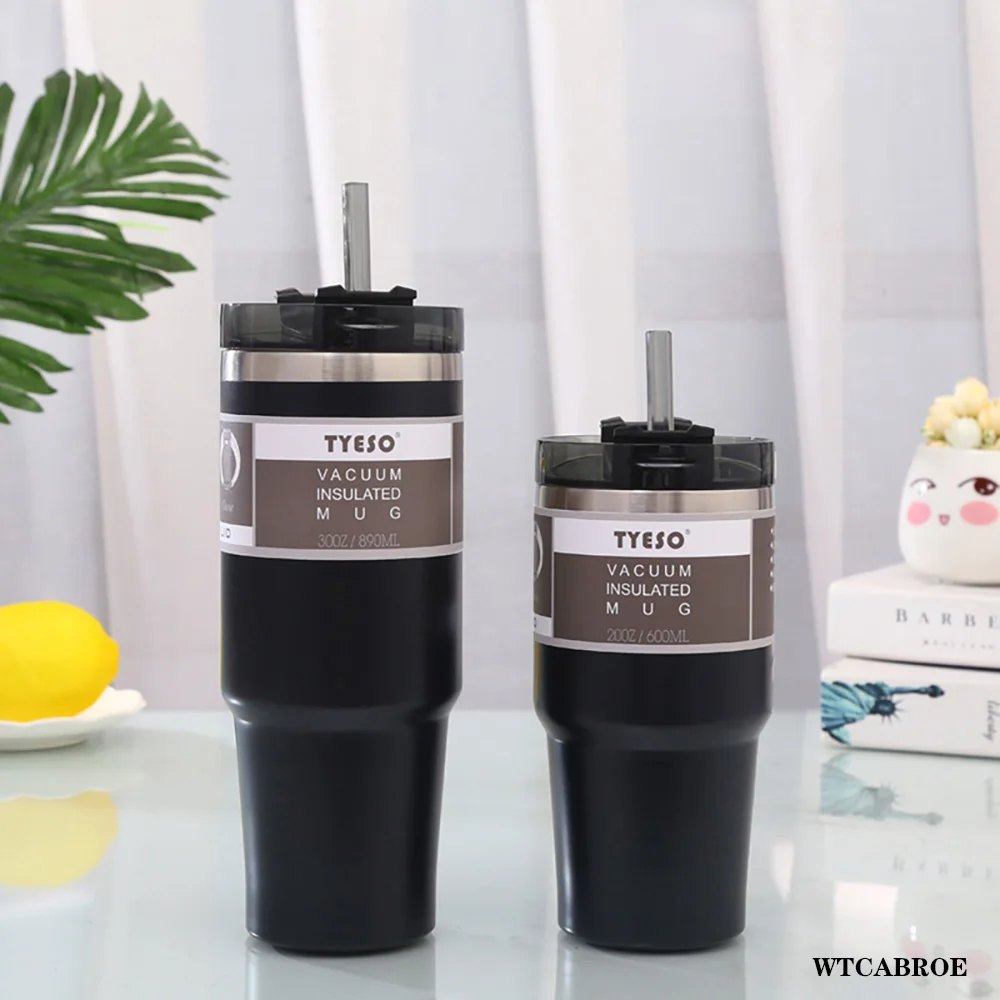 Travel Thermal Tea White Self Mug Vacuum Water Bottles Straw Car Large Capacity Stainless Steel straw Cup With Straw Coffee Mugs
