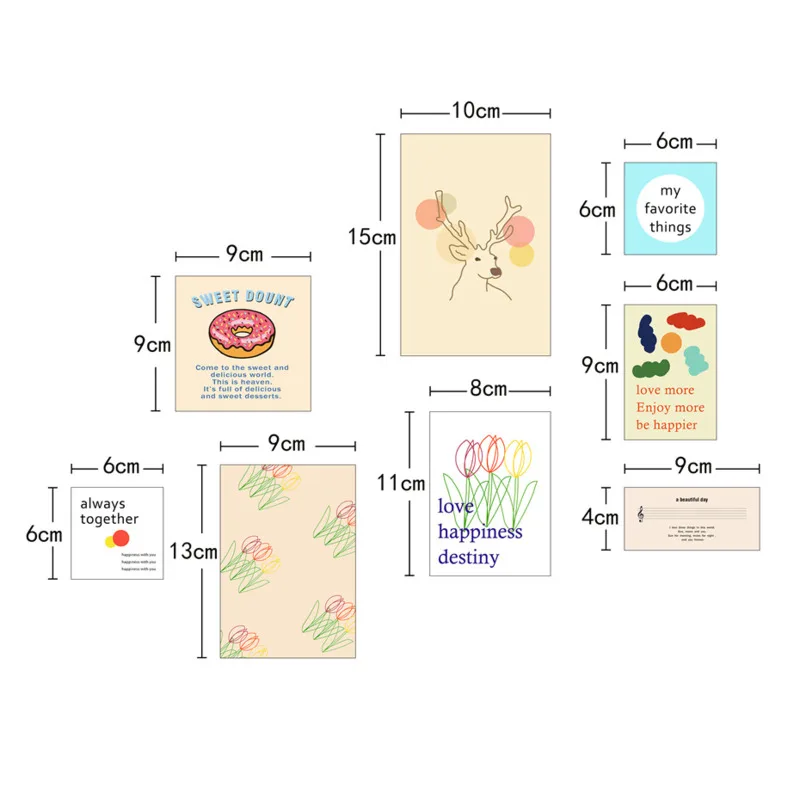 해피 투게더 인사 장식 카드 아트 엽서, 달콤한 튤립 DIY 벽 스티커, 사진 소품 배경 문구 선물, 8 개