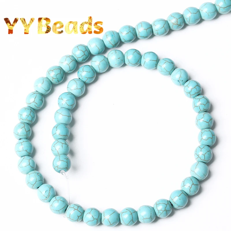 Blue Howlite Turquoises Stone Beads Natural Turquoises Round Loose Charm Beads 4mm-12mm For Jewelry Making DIY Bracelet Ear Stud