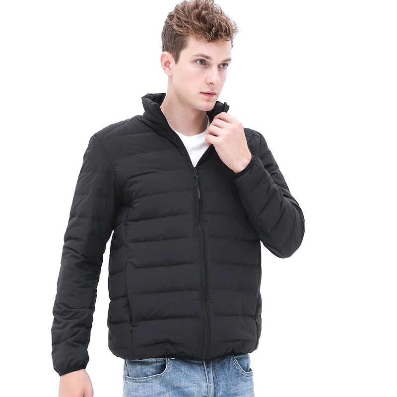 Man Stand-up Collar 90% Down Puffer Jacket Soft Matt Waterproof Fabric Jackets Seamless Winter Autumn Warm Outerwear Coat Blazer