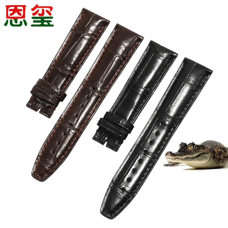 High Quality Crocodile Leather Strap 20mm 21mm 22mm Black Brown Watchband For Portofino Pilots Series Men's Bracelet