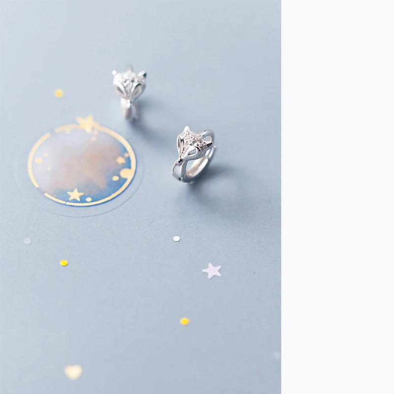 أقراط طارة ثعالب فضة إسترليني للنساء ، مجوهرات حيوانات ، خطوبة ، أزياء زفاف ، تخفيضات كبيرة