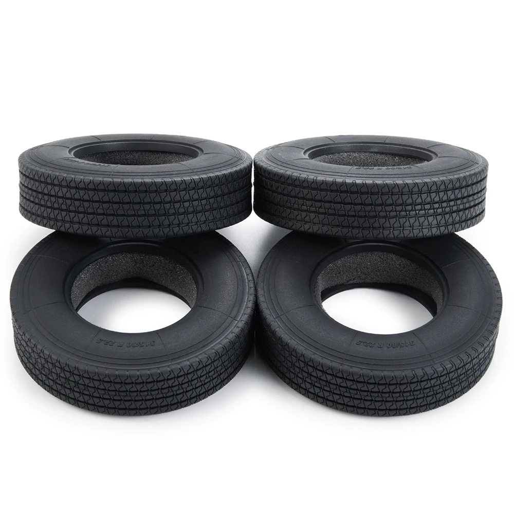 TRINOOD Rubber Tyres Wheel Tires with Sponge 22/25mm for 1/14 Tamiya Tractor Trucks Trailer Cargo Tow Drag RC Car Upgrade Parts