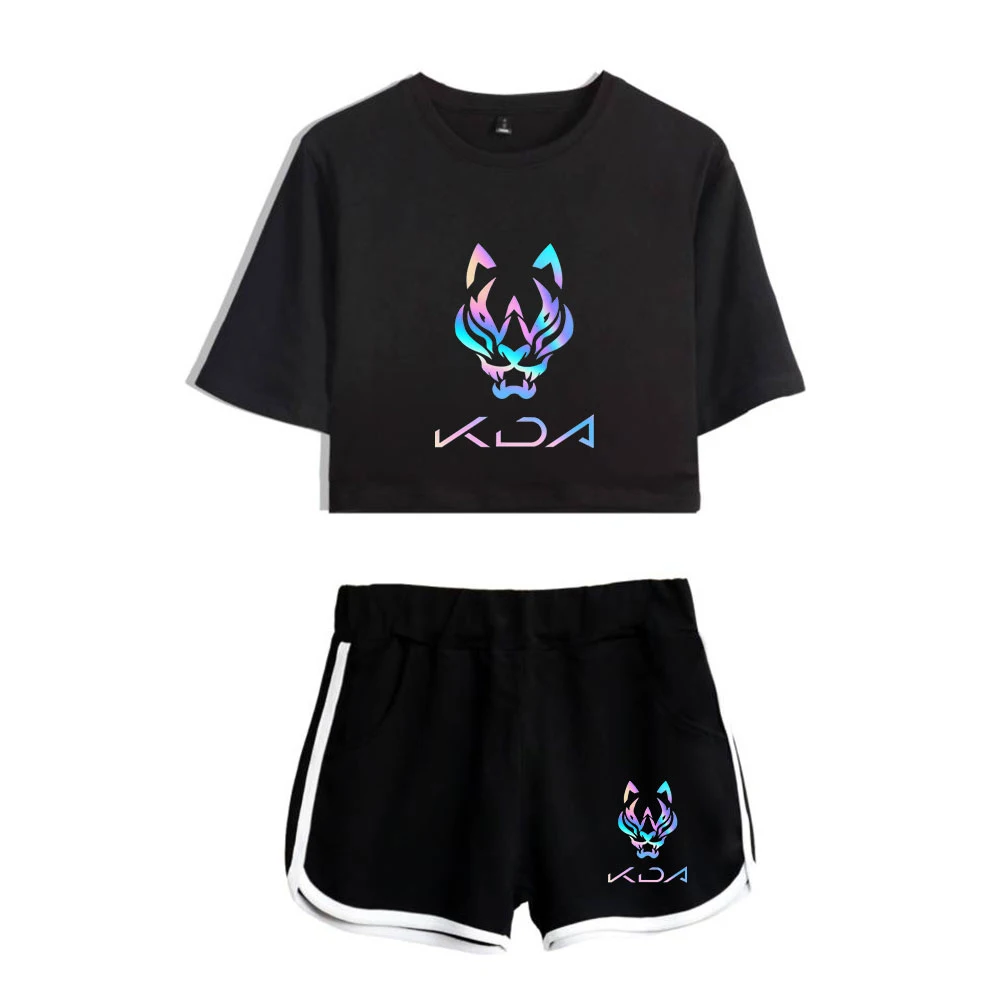 2020 Kda The Baddest Game Two Piece Sets Summer Sexy Women Shorts and Short Sleeve T-shirt Harajuku Casual Women Sets