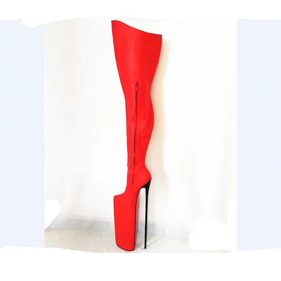 

19.69in Heel Height Sexy Genuine Leather Pointed Toe Stiletto Heel Platform Over The Knee Boots US size 5-13 No.503