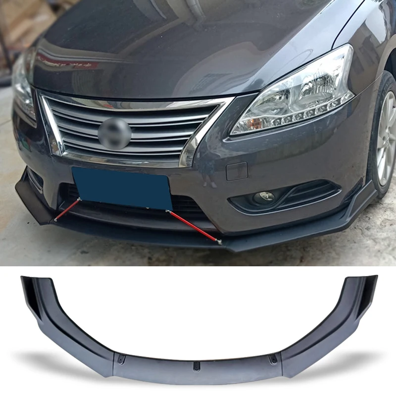 

Front Bumper Spoiler Protector Plate Lip Body Kit For Nissan Sentra Sylphy 2012 - 2015 Carbon Surface Car Chin Shovel