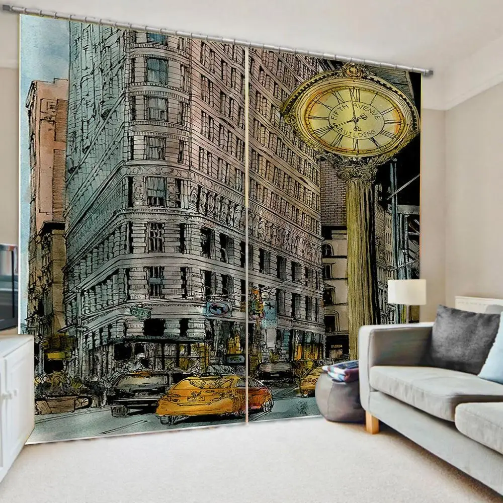 

Europe building curtains Luxury Blackout 3D Window Curtain For Living Room office Bedroom 3d curtains