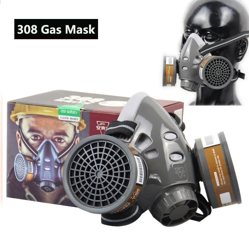 Full Face Gas Mask With Glasses Safety Spray Paint Chemical Pesticide Decoration Formaldehyde  Anti-Dust With Filter Respirator