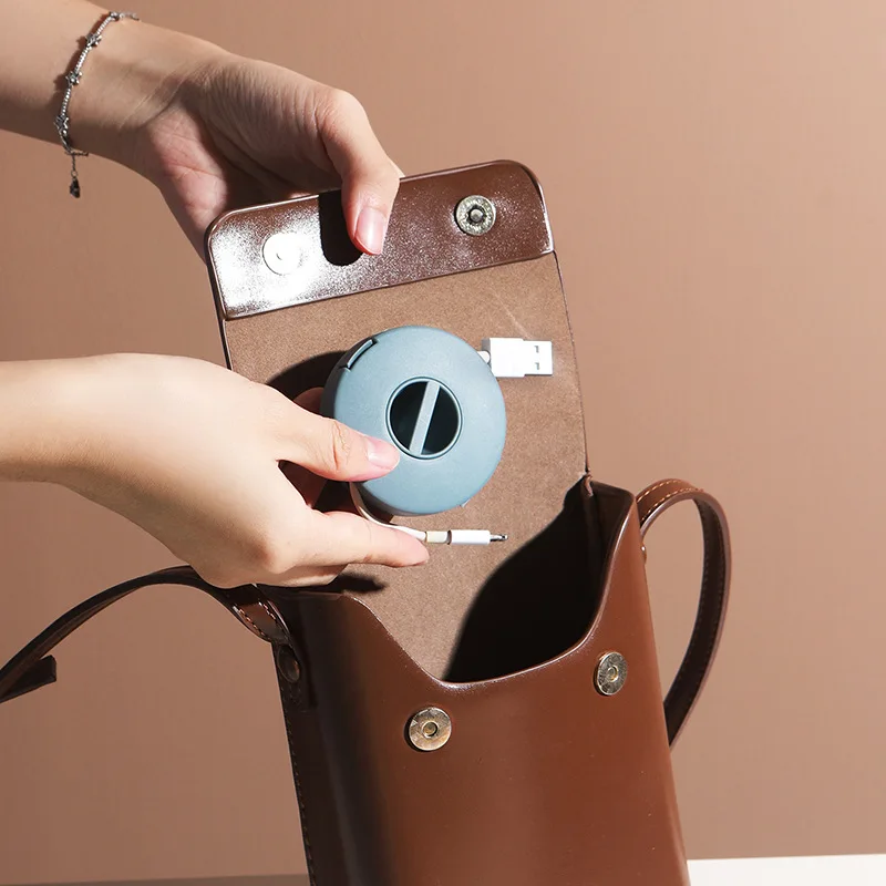 Вращающийся Круглый футляр для наушников, регулируемый USB-шнур