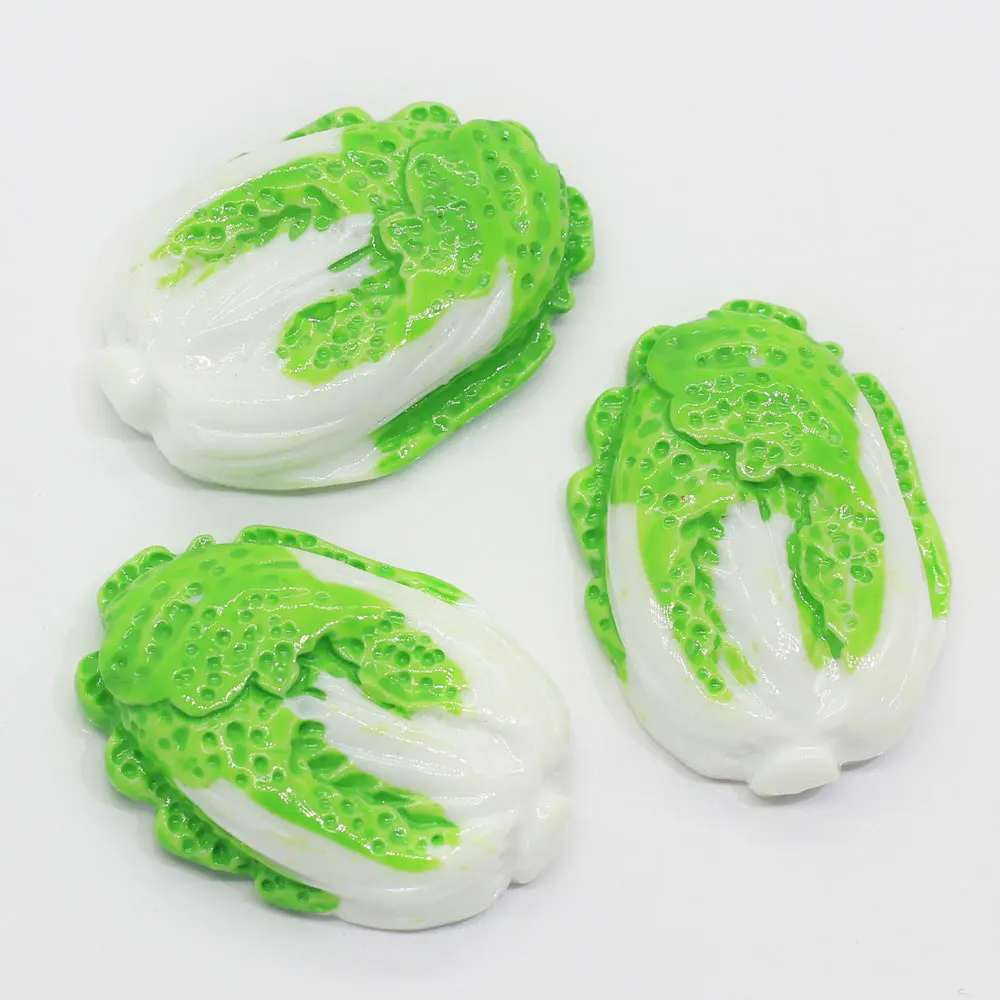 

20/50pcs Green Chinese Cabbage Garden Resin Cabochons Miniature Vegetables Flatback Cabochons Resin Vegetable Flat Back Cabochon