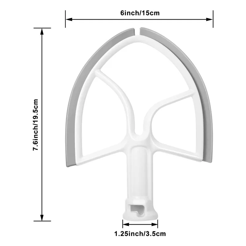 5-Quart Flex Edge Beater for KitchenAid KA-5L Bowl-lift Stand Mixers, Plastic Flat Beater Paddle with Silicone Edges