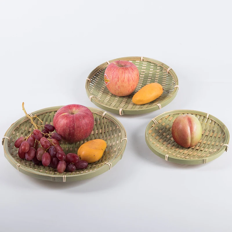 Handmade Bamboo Products Bamboo Sieve Bamboo Basket Storage Basket Fruit Basket Tray Household Woven round