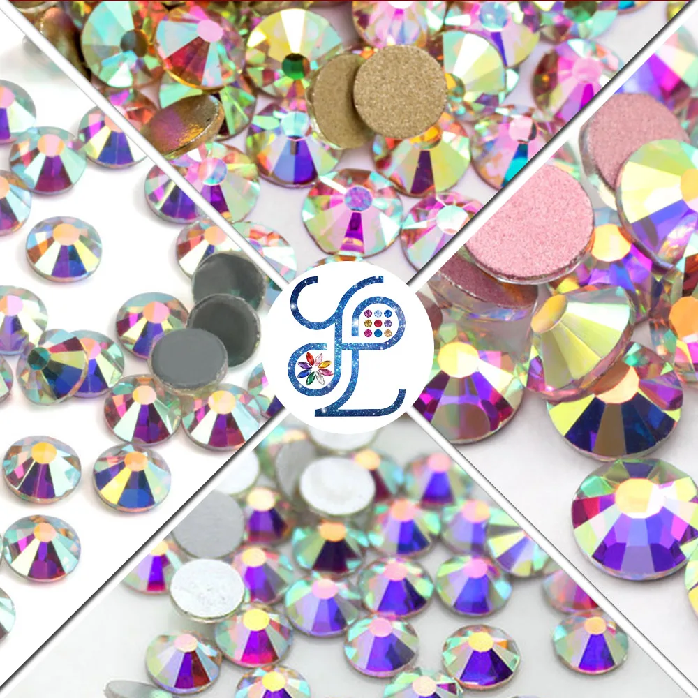 

YL Wholesale 14400 Pcs Top Quality Clear Crystal AB With Rose Bottom 3D Nail Art Decoration Rhinestones Flatback Rhinestones