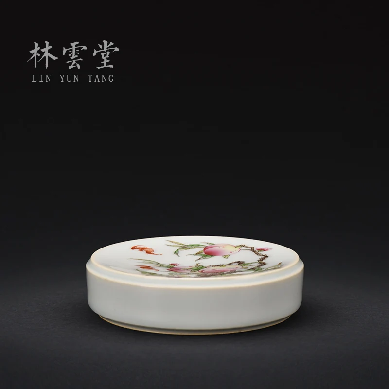 hand painted longevity peach bat enamel cover set Jingdezhen handmade ceramic tea accessories tea ceremony ornaments